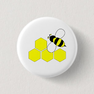 Honeycomb Bee 1 Inch Round Button