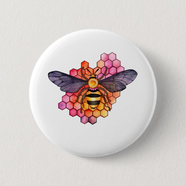 Honeycomb Bee 2 Inch Round Button (Front)