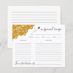 Honeycomb Bee Bridal Shower Recipe Card