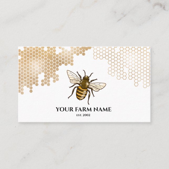 Honeycomb Bee Farm Beekeeper Apiarist Honeybees Business Card (Front)