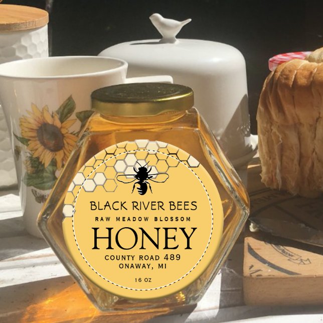 Honeycomb & Bee Raw Miel Étiquette Provence Jaune (Créateur téléchargé)