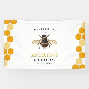 Honeycomb Bee Theme Birthday Party Welcome Banner