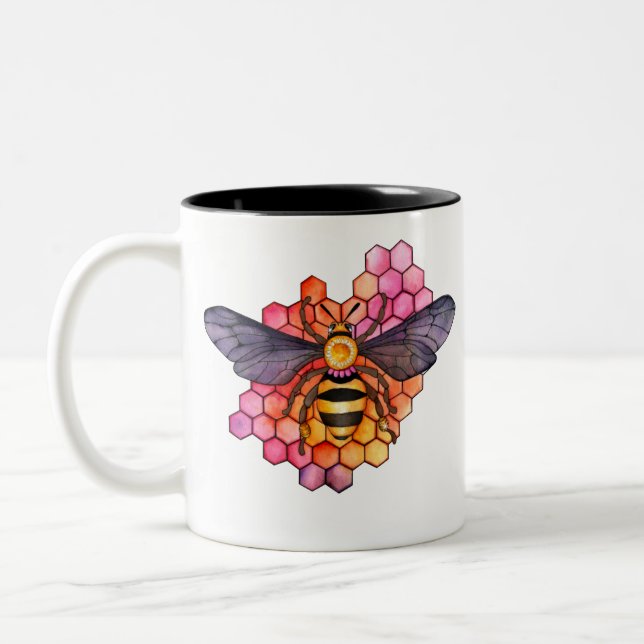 Honeycomb Bee Two-Tone Coffee Mug (Left)