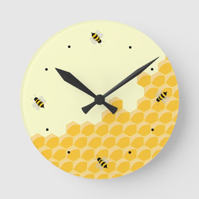 Honeycomb Bees Fun Wall Clock (Front)