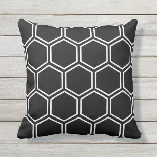 Honeycomb - Black Outdoor Pillow