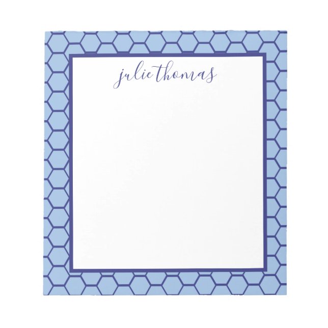 Honeycomb Blue and Navy Notepad (Front)