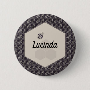 Honeycomb Bumble Bee Honeycomb Personalized 2 Inch Round Button