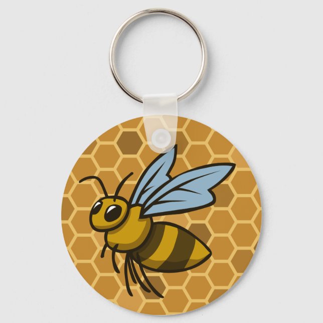 Honeycomb Bumble Bee Keychain (Front)