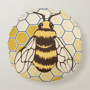 Honeycomb Bumblebee Round Pillow