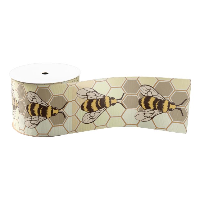 Honeycomb & Bumblebees Grosgrain Ribbon (Spool)
