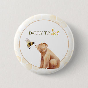 Honeycomb daddy to Bee Baby Bear Baby Shower  2 Inch Round Button
