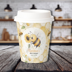Honeycomb Floral Bee Personalized Baby Shower Paper Cups