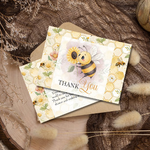 Honeycomb Floral Bee Starfish Custom Baby Shower Thank You Card