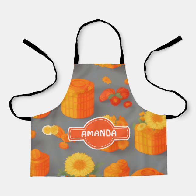 Honeycomb Floral Colourful Personalized Pattern Apron (Front)