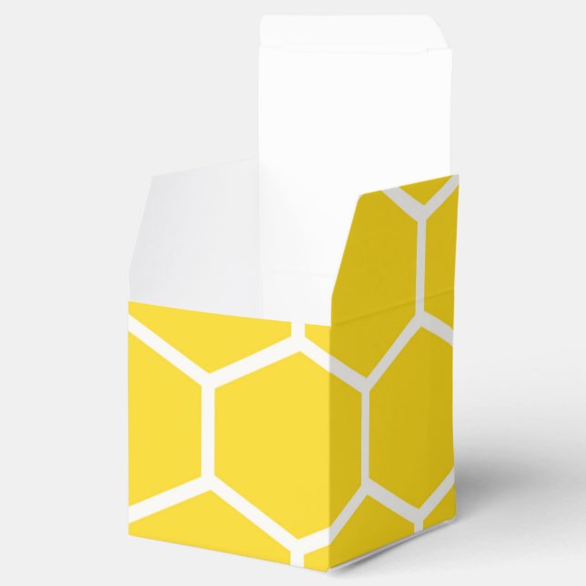 Honeycomb Geometric White Lines Bumblebee Favor Box (Opened)