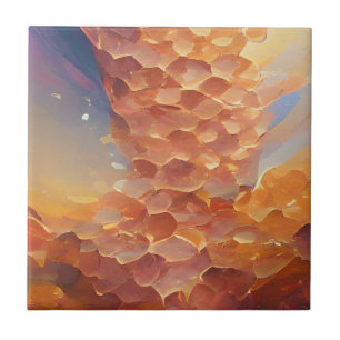 Honeycomb gold rose abstract geometry digital art  tile