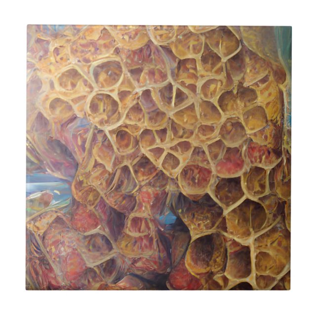 Honeycomb golden home abstract digital art tile (Front)