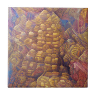 Honeycomb golden mountain abstract digital art  tile