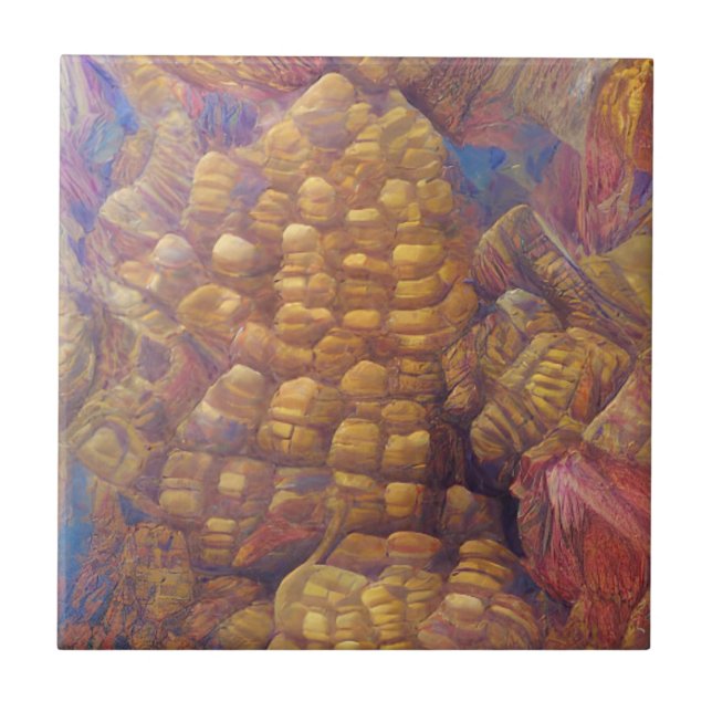 Honeycomb golden mountain abstract digital art  tile (Front)