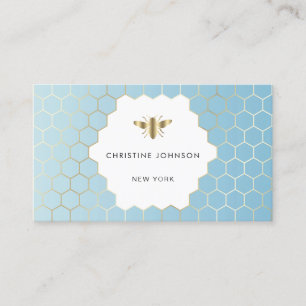 honeycomb hexagons bee blue gradient business card