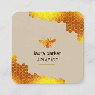 Honeycomb Honey Bee Apirarist Hexagons Beekeeper Square Business Card