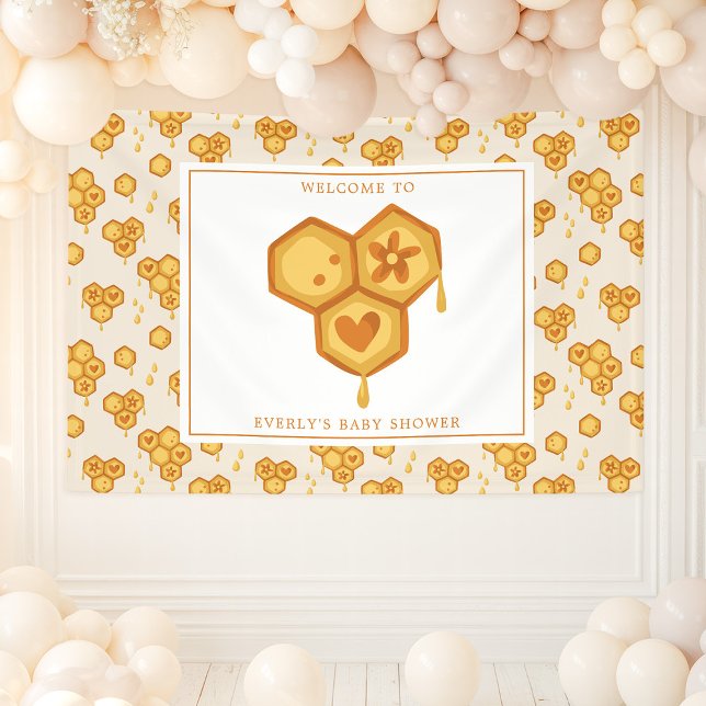 Honeycomb Honey Bee Cute Baby Shower Banner (Creator Uploaded)