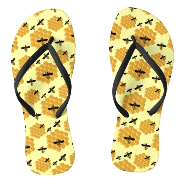 Honeycomb Honey Bees Insect Lover Yellow Beekeeper Flip Flops (Footbed)