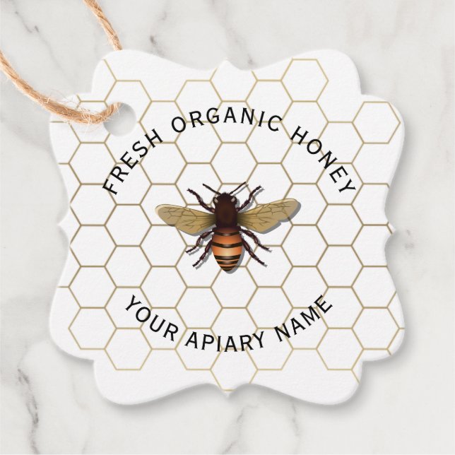 Honeycomb Honeybee Favour Tags (Front)