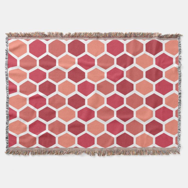 Honeycomb in Reds Throw Blanket (Front)