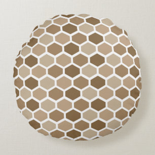 Honeycomb in Sand Round Pillow