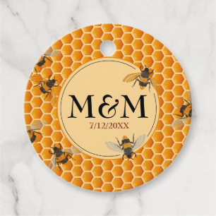 Honeycomb Monogram Honey Jar Wedding Favour Tags