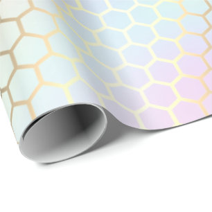 honeycomb pastel colours wrapping paper