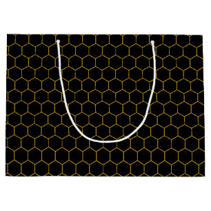 Honeycomb pattern black yellow abstract hexagons large gift bag