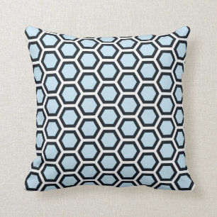 Honeycomb Pattern Blue Black White Throw Pillow