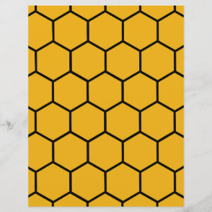 Honeycomb Pattern - Gold and Black Scrapbook Paper