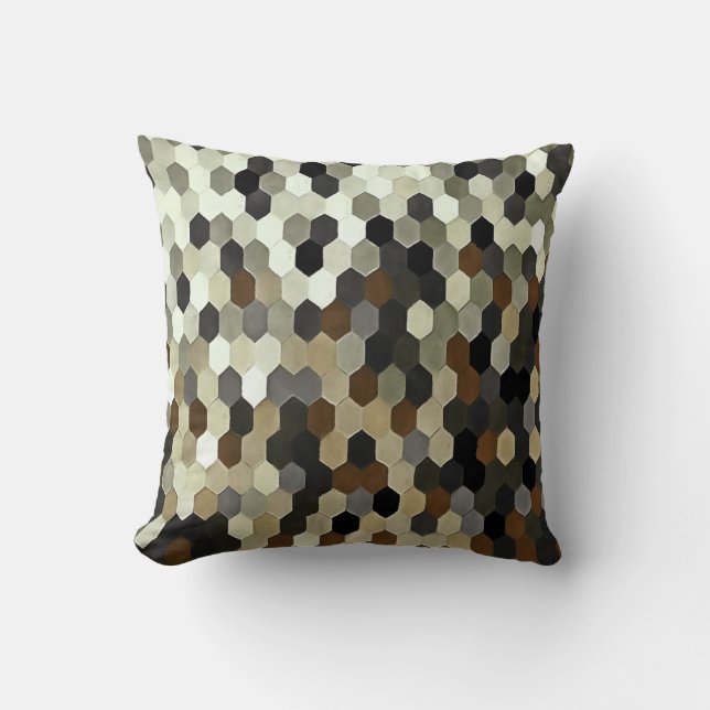 Honeycomb Pattern In Neutral Tones Throw Pillow (Front)