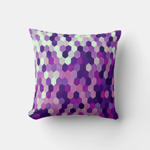 Honeycomb Pattern In Royal Plum and Pink Colours Throw Pillow