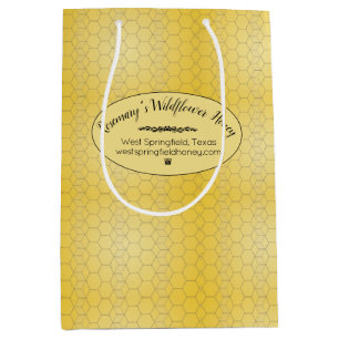 Honeycomb Pattern Script Medium Gift Bag
