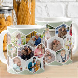 Honeycomb Photo Collage 17 Picture Sage Green Coffee Mug<br><div class="desc">Create your own photo mosaic in honeycomb pattern. The photo template is set up for you to add 17 of your favourite pictures of friends, family, pets, vacations etc. Your pictures will be displayed in hexagon shape to form the honeycomb, working in rows from left to right. The design is...</div>