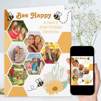 Honeycomb Photo Collage Bee Happy Birthday