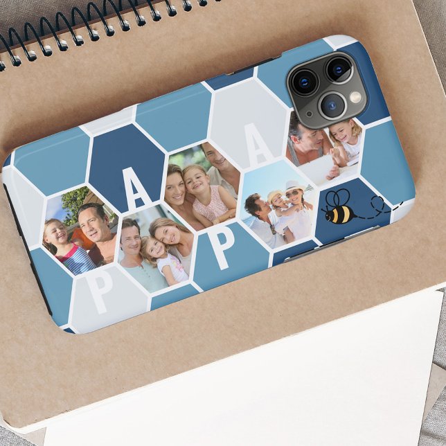 Honeycomb Photo Collage Papa or 4 Letter Name Case-Mate iPhone Case (Creator Uploaded)