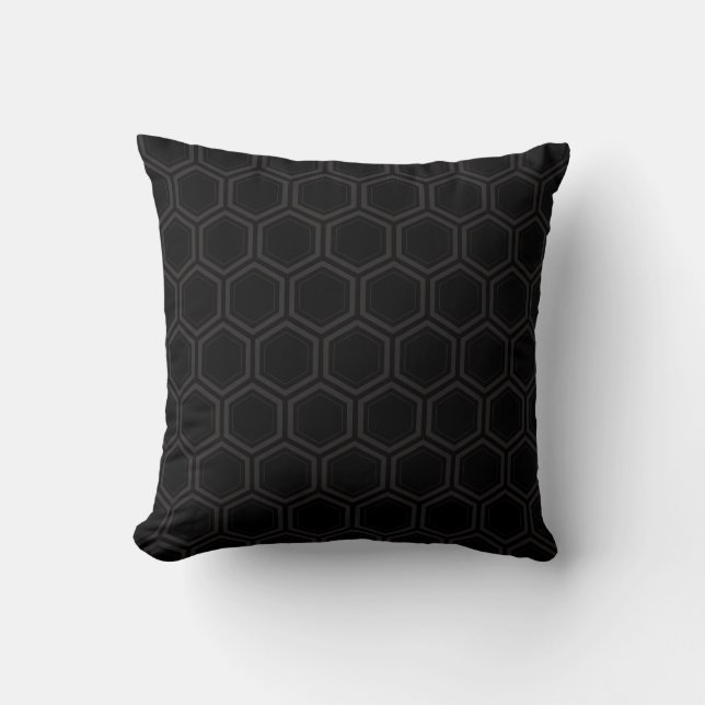 Honeycomb Print in Black Throw Pillow (Front)
