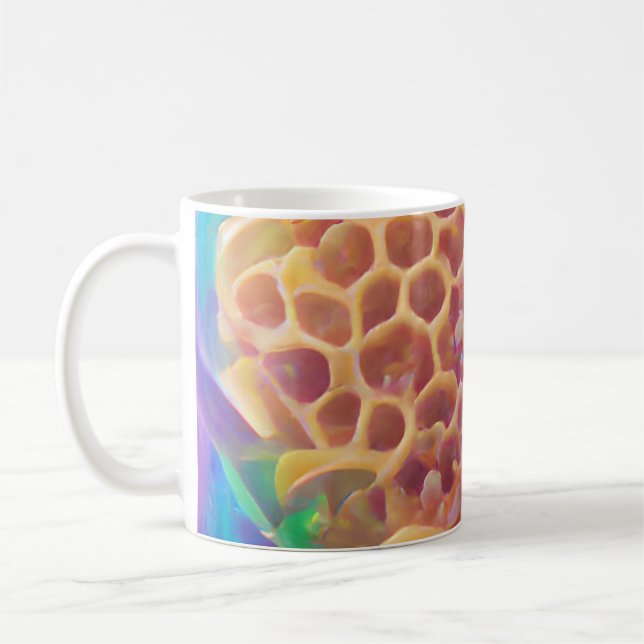 Honeycomb psychedelic digital art coffee mug (Left)