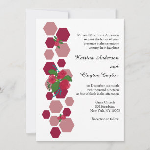 Honeycomb & Roses Wedding Invitation
