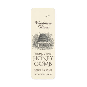Honeycomb Skep Return Address-size Label Ivory