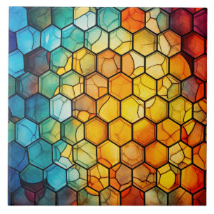 Honeycomb Stained Glass  Tile