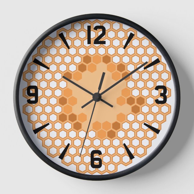 Honeycomb Wall Clock - Modern Bee Theme Hexagon (Front)