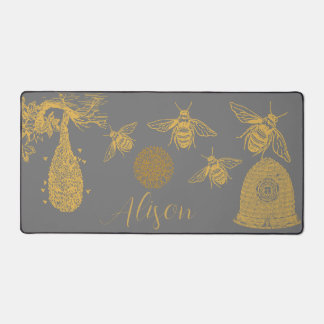 Honeycomb Wildlflower Grey Desk Mat