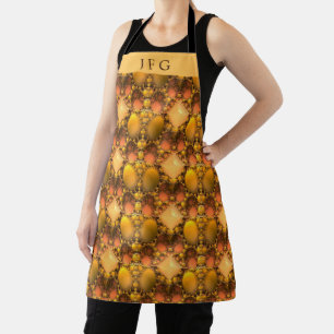 Honeycomb Yellow Fractal Art  Monogram Apron
