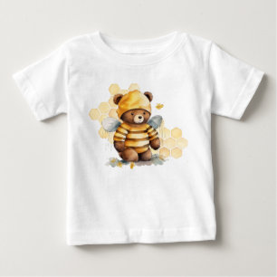 Honeycombs and brown honey teddy bear baby T-Shirt